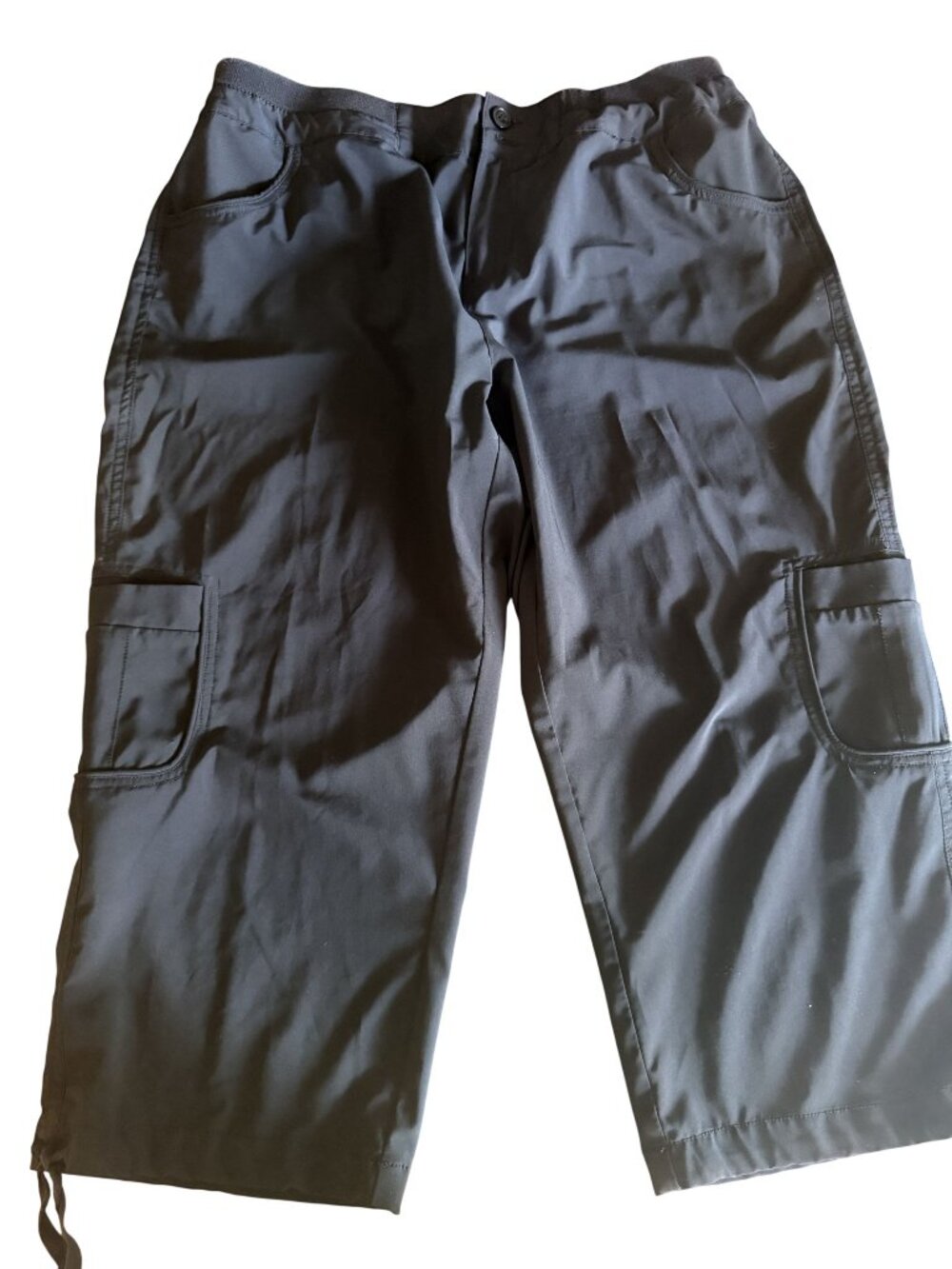 Style & Co. Sport Black Cargo Capri Pants Stretch Zip Waist Womens Large